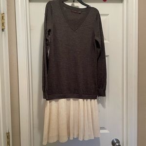 Retro- LS The Limited v-neck sweater dress with accordion silk skirt
